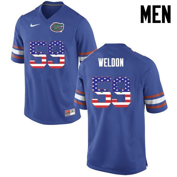 NCAA Florida Gators Danny Weldon Men's #59 USA Flag Fashion Nike Blue Stitched Authentic College Football Jersey PQX3564KB